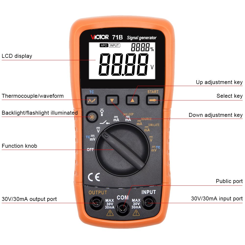 VICTOR 71B 4-20mA Signal Generator DDS Calibration Current Voltage Signal Pressure Thermocouple Signal Source