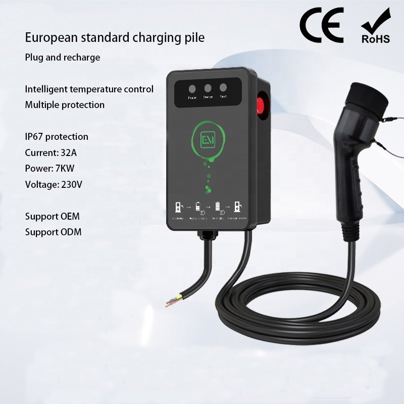 Column type or wall-mounted type ZR-EUO04 safe and anti-theft for home Charging 32A 7KW AC230V TUV CE ROHS CB certification