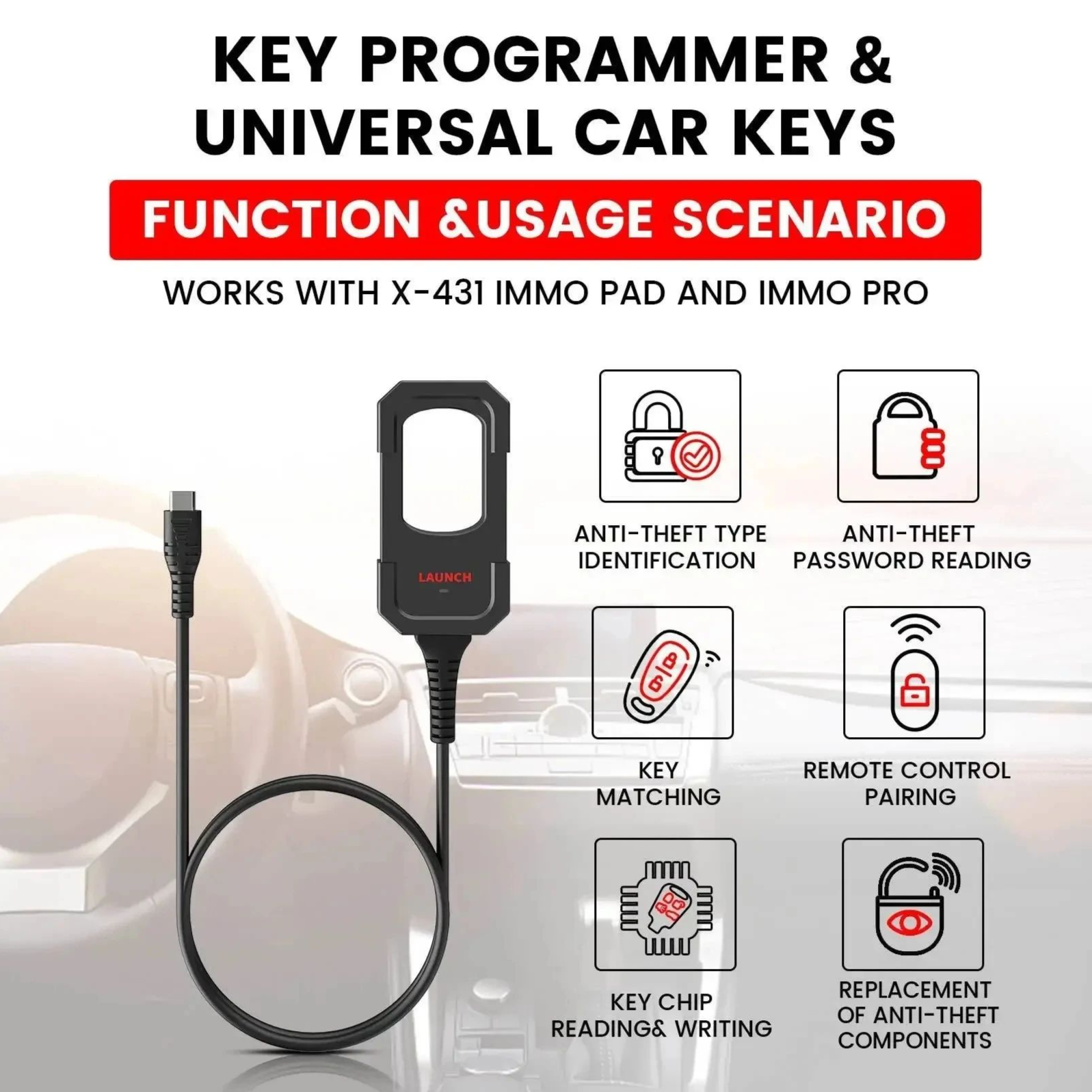 Launch X431 Key Programmer Remote Maker with 4PC Universal Remote Key 1PC Super Chip for Launch X431 Car Key Programmer