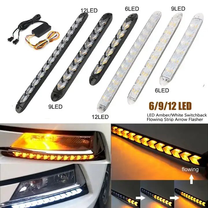 External Sequential Light Universal Headlight Strip Turn Signal Light Daytime Running Light Car Drl Led