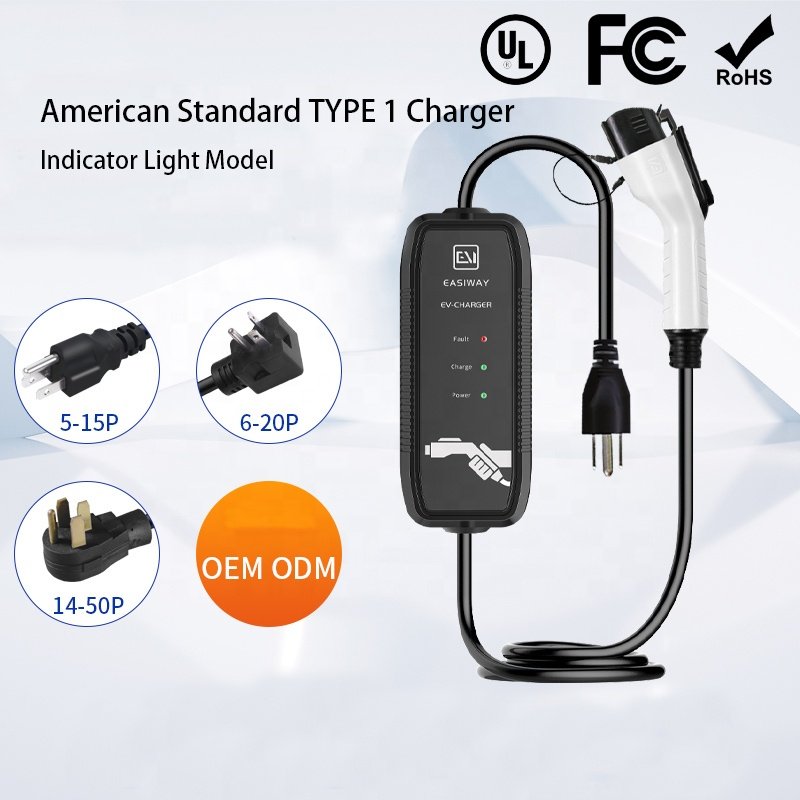 Plug and charge car charging gun ZR-USO03-3 with LCD screen display LED indicator light AC240V 32A 7.4KW IP67 protection