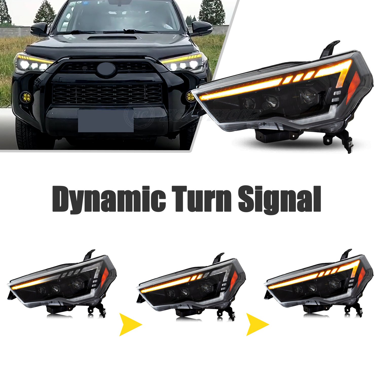 HCMOTIONZ LED Car Front Lamps Assembly 2014-2023 SR5 TRD Off Road DRL Start Up Animation Headlights for Toyota 4Runner