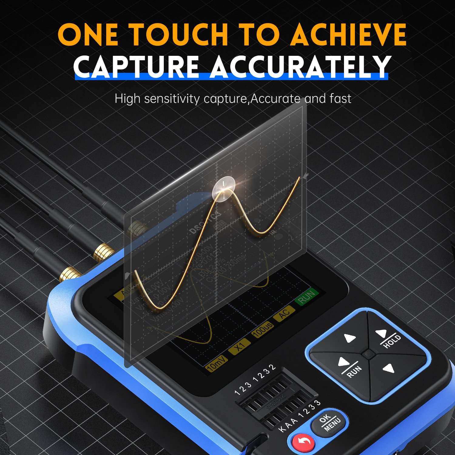 FNIRSI DSO-TC3 Digital Oscilloscope Transistor Tester Signal Generator 3 in1 500Khz 10MSa/s Capacitor Resistor Diode 100K output