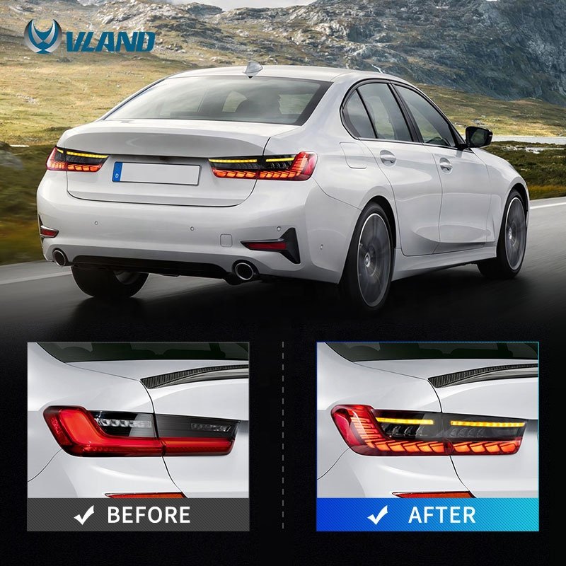 VLAND LED Tail Lights For BMW 3 Series G20 Sedan 2019-2022 7th generation With Amber Sequential Indicators (Fit for EU Models)
