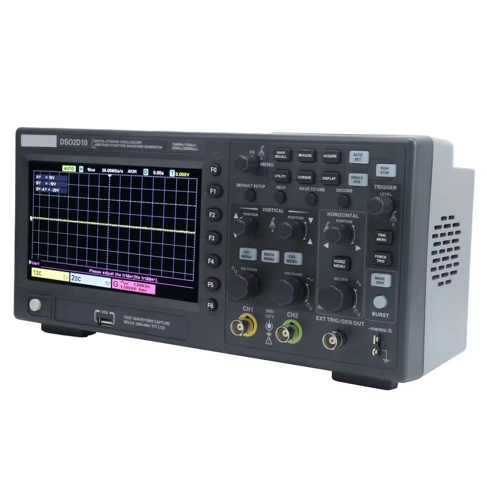 Hantek Dso2c10 2 Channel 100mhz 1gsa/s Digital Storage Oscilloscope Without Awg Signal Generator