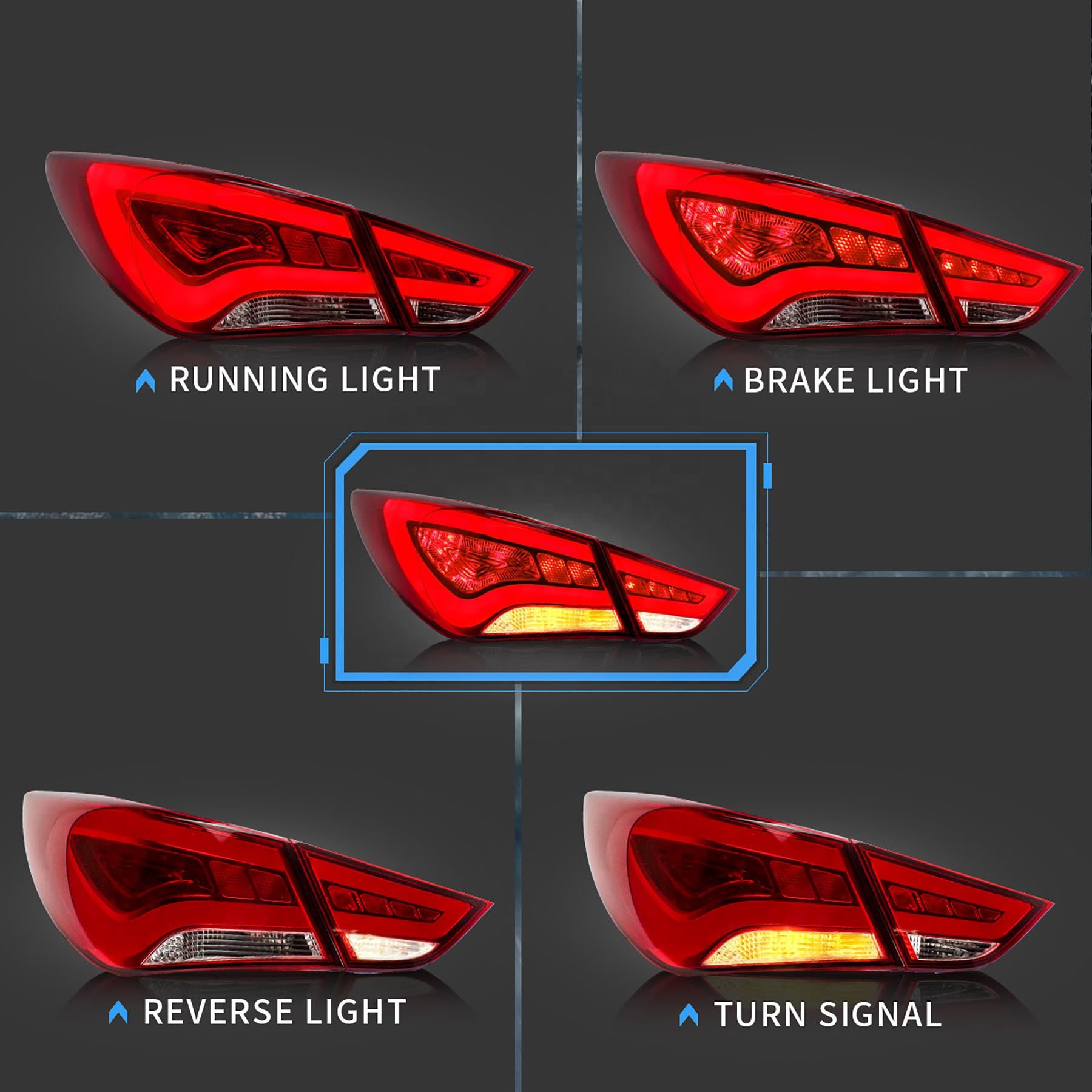 ARCHAIC manufacturer for sonata 6th generation car LED 2010 2011 2012 2013 2014 with LED DRL BRAKE for Hyundai sonata