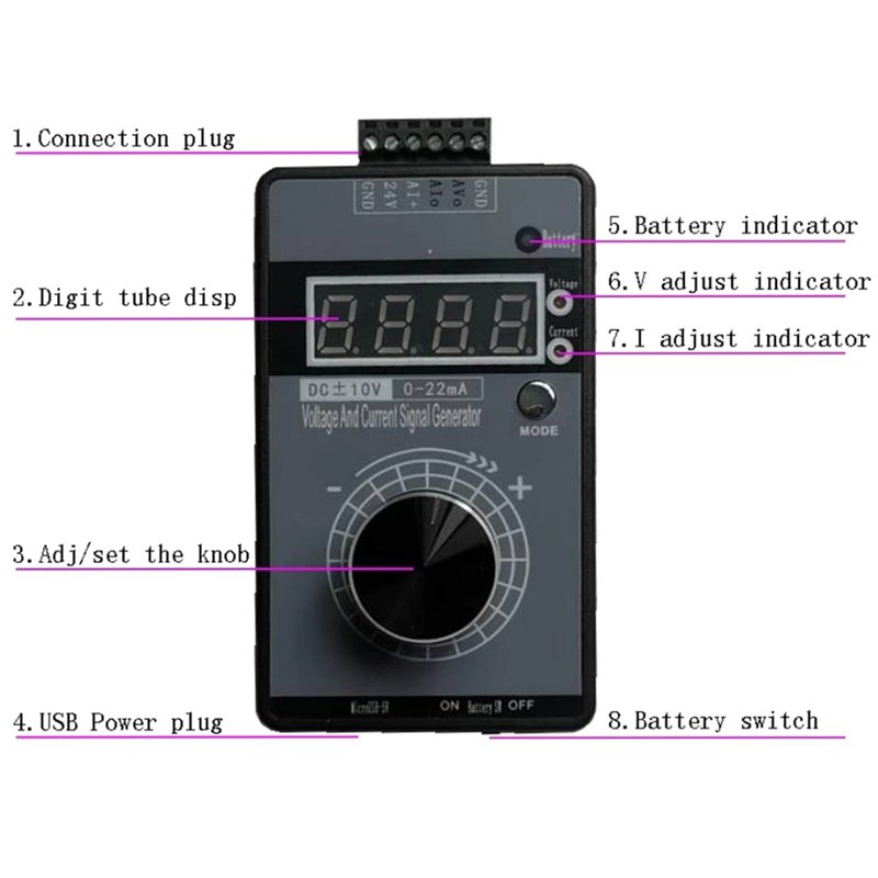 4-20mA 0-10V0-5V Handheld Signal Generator 0~22mA Sink Source for Adjustable Voltage Current Simulator Pressure Transmitter