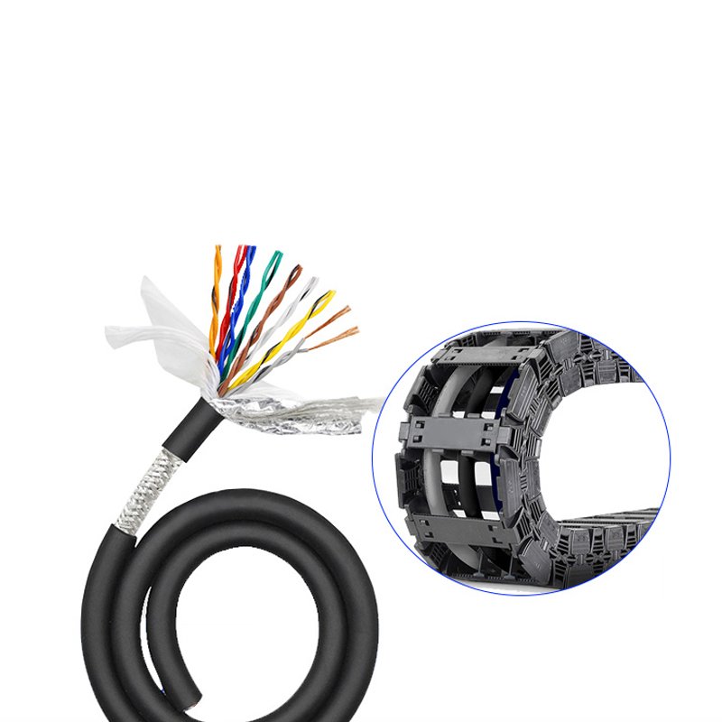Bending Resistant Single Sheath Twisted Pair Shielded Servo Motor Cables TRVVPS High-Flex Signal Dragchain Cable
