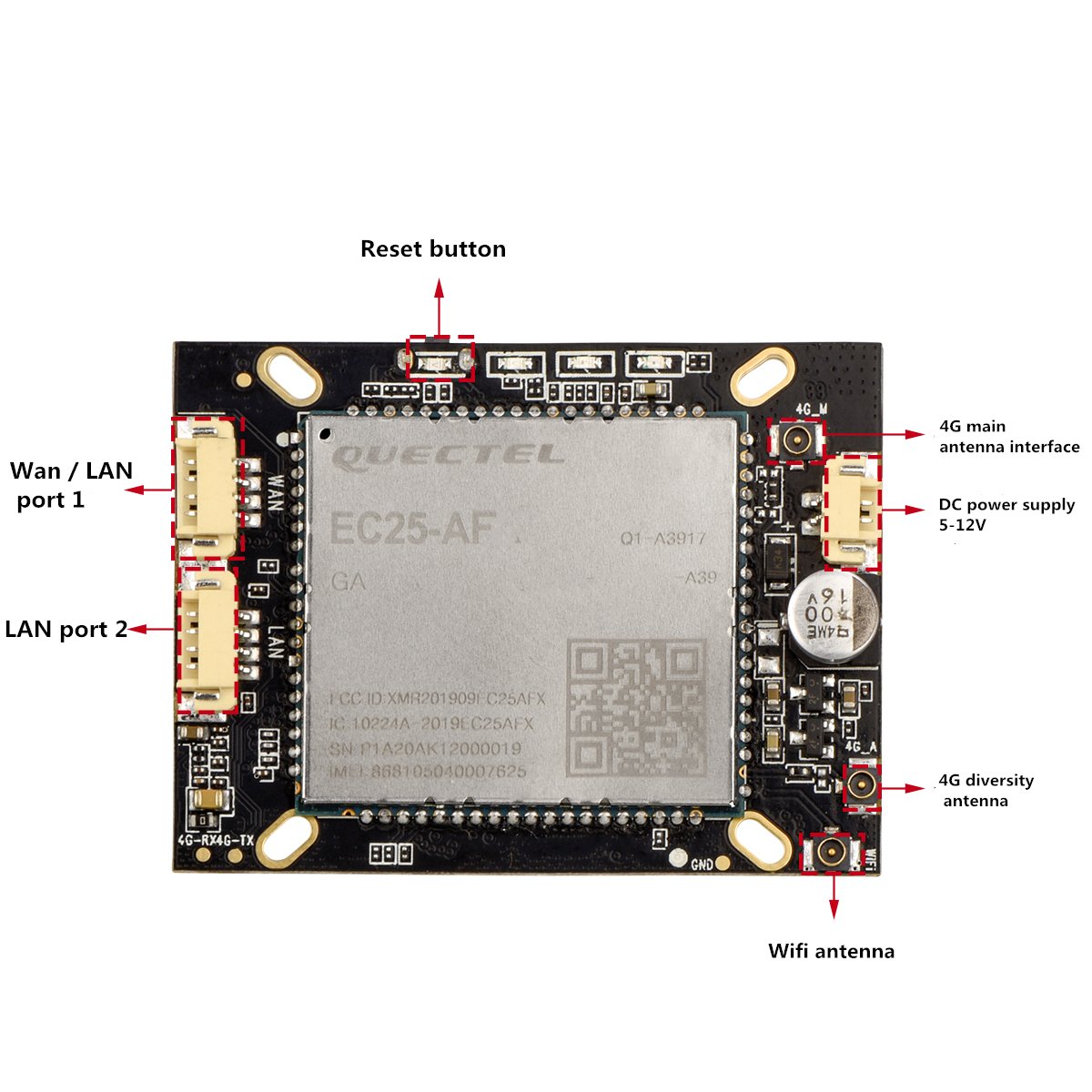 Security monitoring 4G wireless module industrial qca9531iot module 4G to rj45wifi module