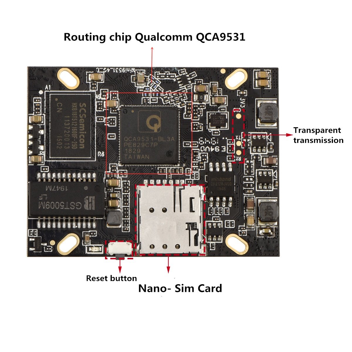 Security monitoring 4G wireless module industrial qca9531iot module 4G to rj45wifi module