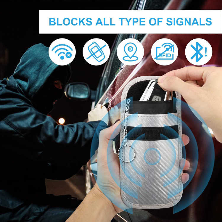 Carbon Fiber Faraday Key Fob Protector Compact Key case Signal Blocking Faraday Pouch Pocket Size Car Key Wallets Faraday Bag