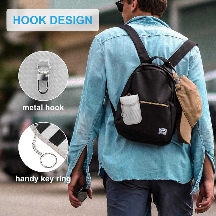 Carbon Fiber Faraday Key Fob Protector Compact Key case Signal Blocking Faraday Pouch Pocket Size Car Key Wallets Faraday Bag