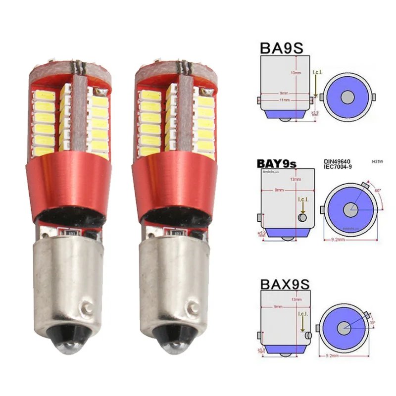 1pc BA9S Bax9s Bay9s Canbus T11 T4W W6W H6W 3014 57SMD LED Error Free Led Wedge Door Read Light Lamp Bulb White 12v