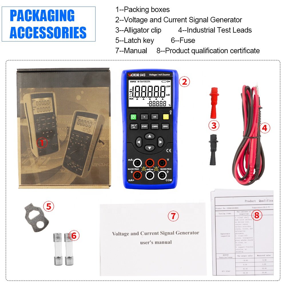 VICTOR 04S 24V power supply Voltage and Current Source Calibrator 4~20mA Simulate Signal Generator Output Calibrator