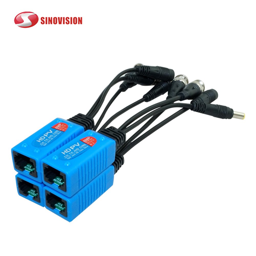 4K CCTV Twisted Pair With Power Connector Balun Transceiver For CCTV Cameras 8MP BNC To RJ45 HD Video Balun