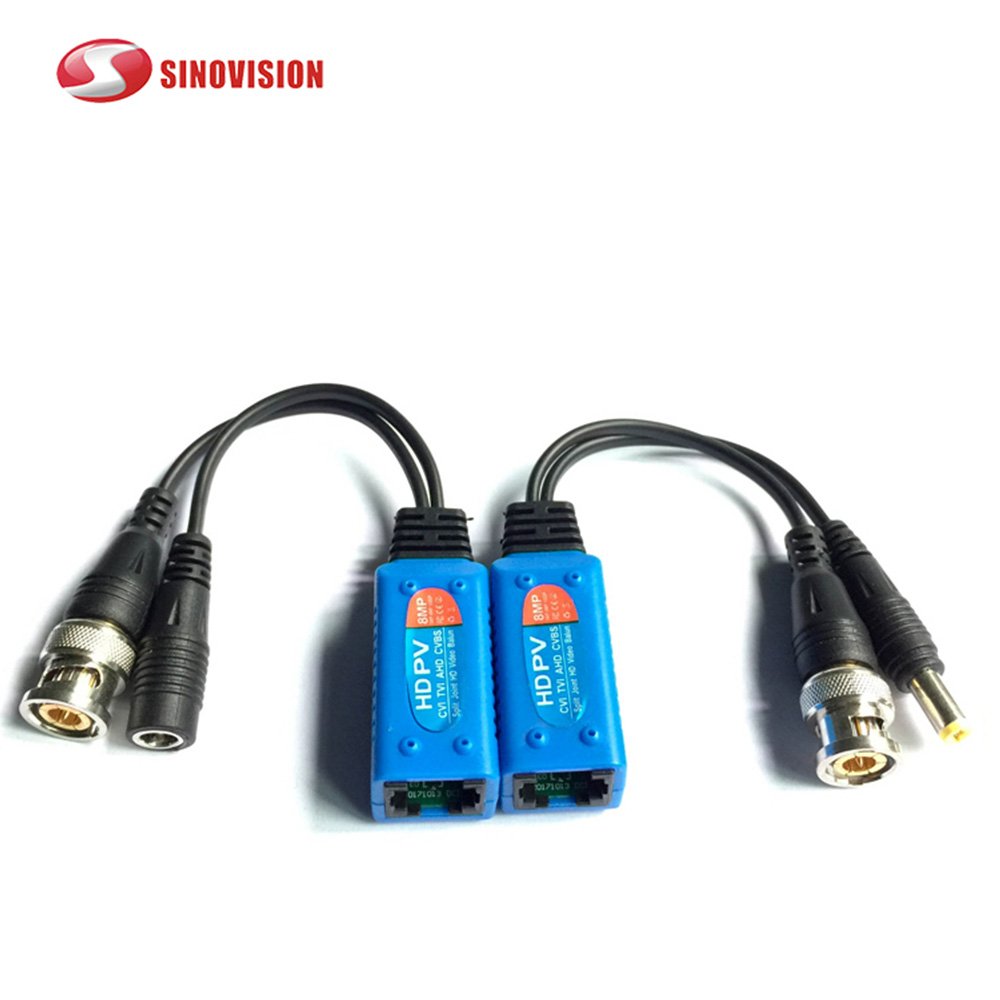 4K CCTV Twisted Pair With Power Connector Balun Transceiver For CCTV Cameras 8MP BNC To RJ45 HD Video Balun
