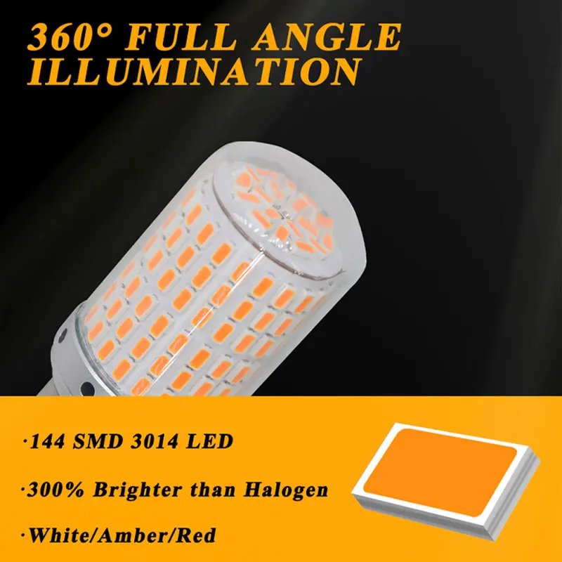 1pc CanBus p21w py21w T20 LED W21W W21/5W 7440 T443 led S25 1156 BA15S BAU15S Bulbs 3014 144smd car Turn Signal Lights