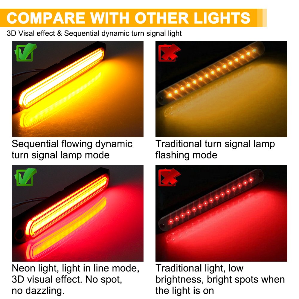 PEL Second-Generation Upgraded Version of LED Light Guide Cargo Truck Trailer Car Two-Color Water Steering Brake Tail Light