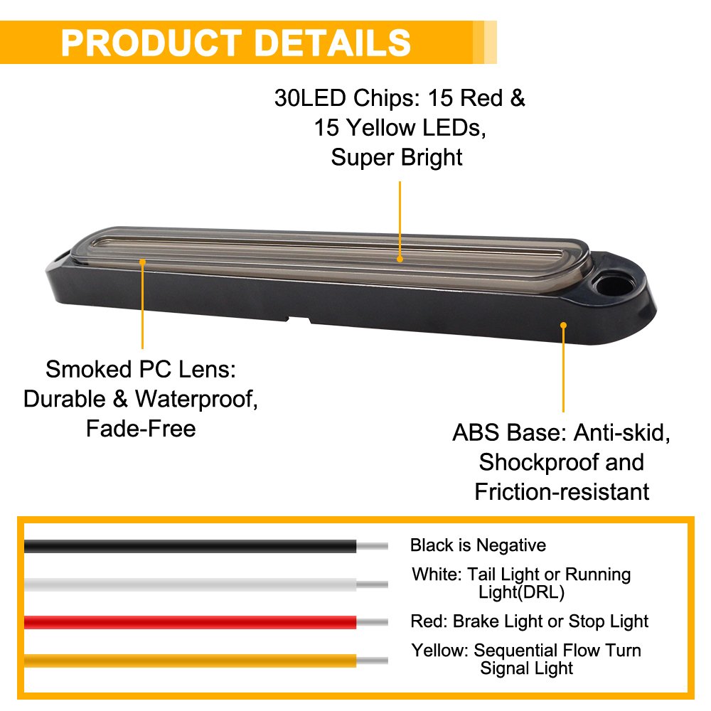 PEL Second-Generation Upgraded Version of LED Light Guide Cargo Truck Trailer Car Two-Color Water Steering Brake Tail Light