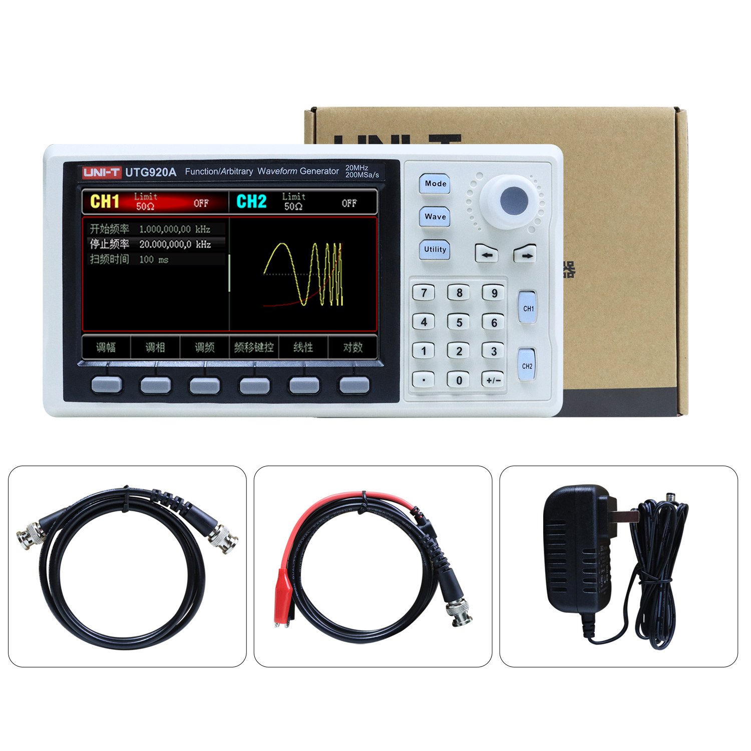 UNI-T UTG920A Function Arbitrary Waveform Generator Signal Source Dual Channel 200MS/s 14bits Frequency Meter 20MHz