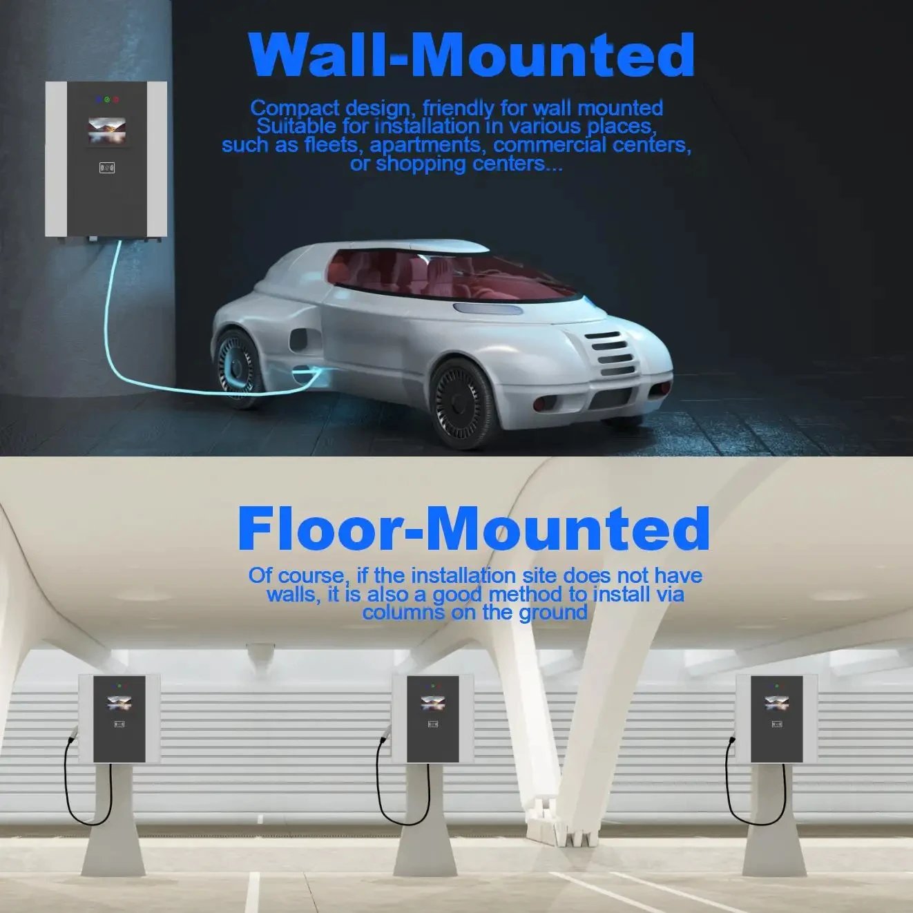 Y07 20kW/30kW DC electric vehicle charging station wall-mounted/floor-mounted single-gun charging pile