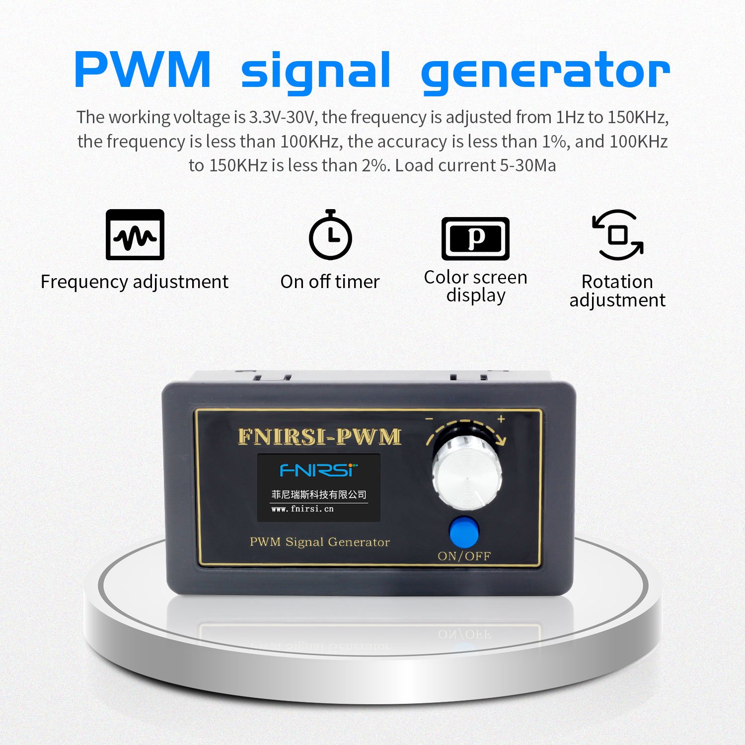 FNIRSI-PWM Signal Generator 1-Channel 1Hz-150KHz PWM Pulse Frequency Duty Cycle Adjustable Module LCD Display