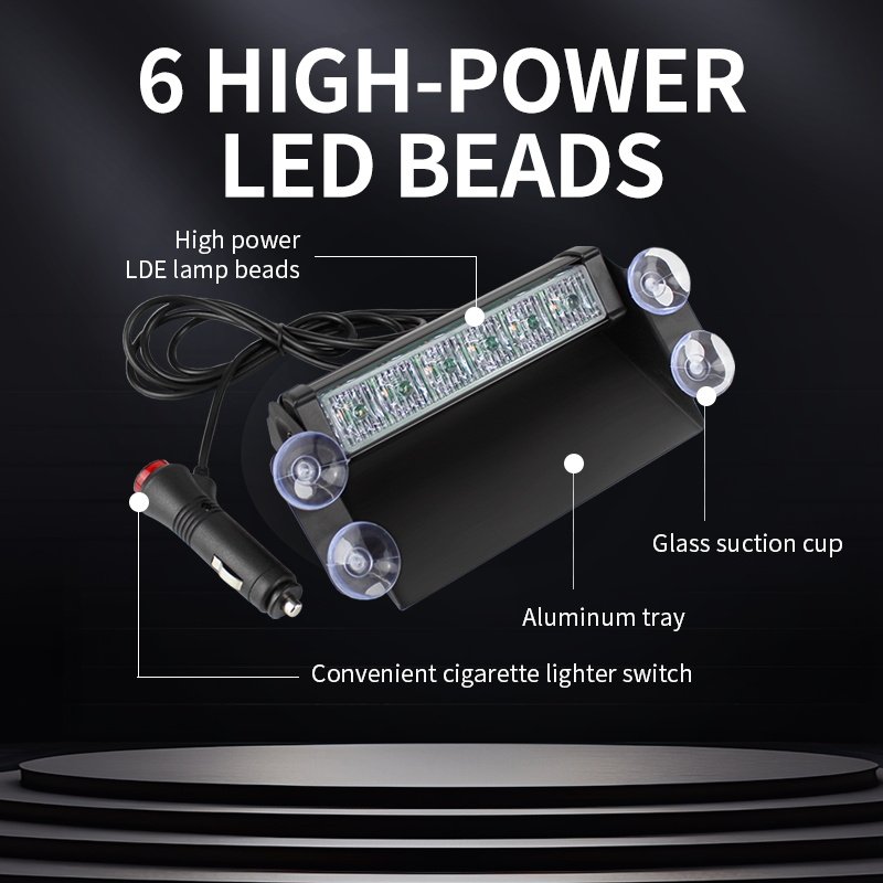 6 LED Car Truck Emergency Strobe Light 9-30V New Red Blue Yellow Signal Lamp 12V Warning Lights Bar