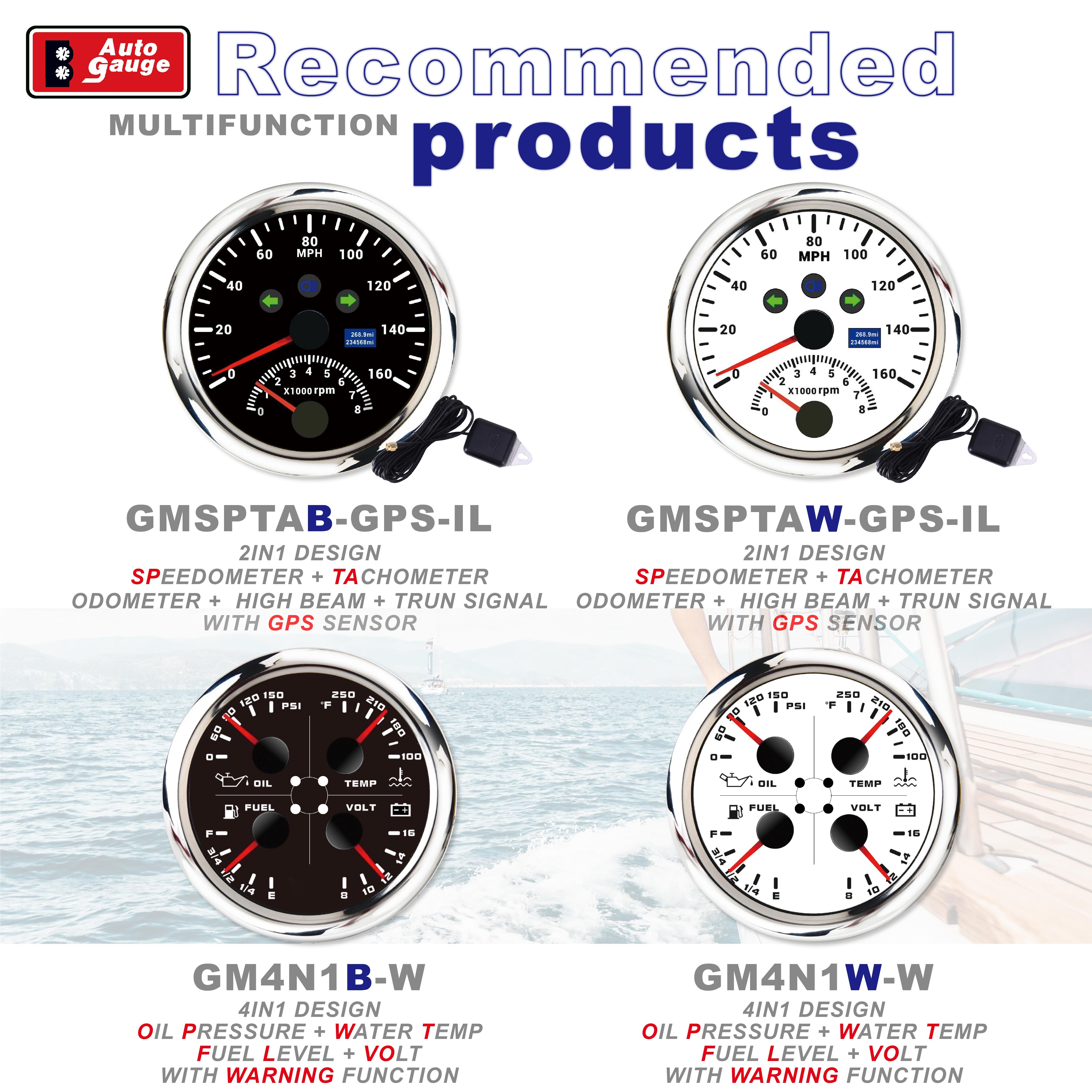 85mm 3 3/8 inch Electrical Auto Gauge RACING 2in1 Black GPS Speedometer 160 MPH ODOMETER Turn signal Tachometer Marine Car