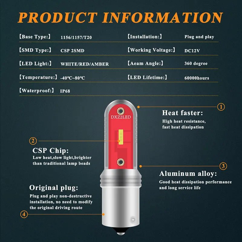 2PC BA15S 1156 P2W T20 LED 7443 1157 BAY15D LED Car Light Bulb 7440 W21W BAU15S Auto Signal Lamp Turn Signal Light Super Bright