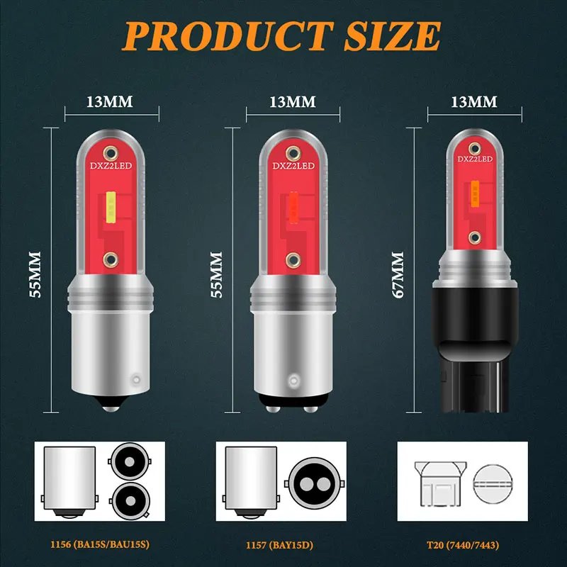 2PC BA15S 1156 P2W T20 LED 7443 1157 BAY15D LED Car Light Bulb 7440 W21W BAU15S Auto Signal Lamp Turn Signal Light Super Bright