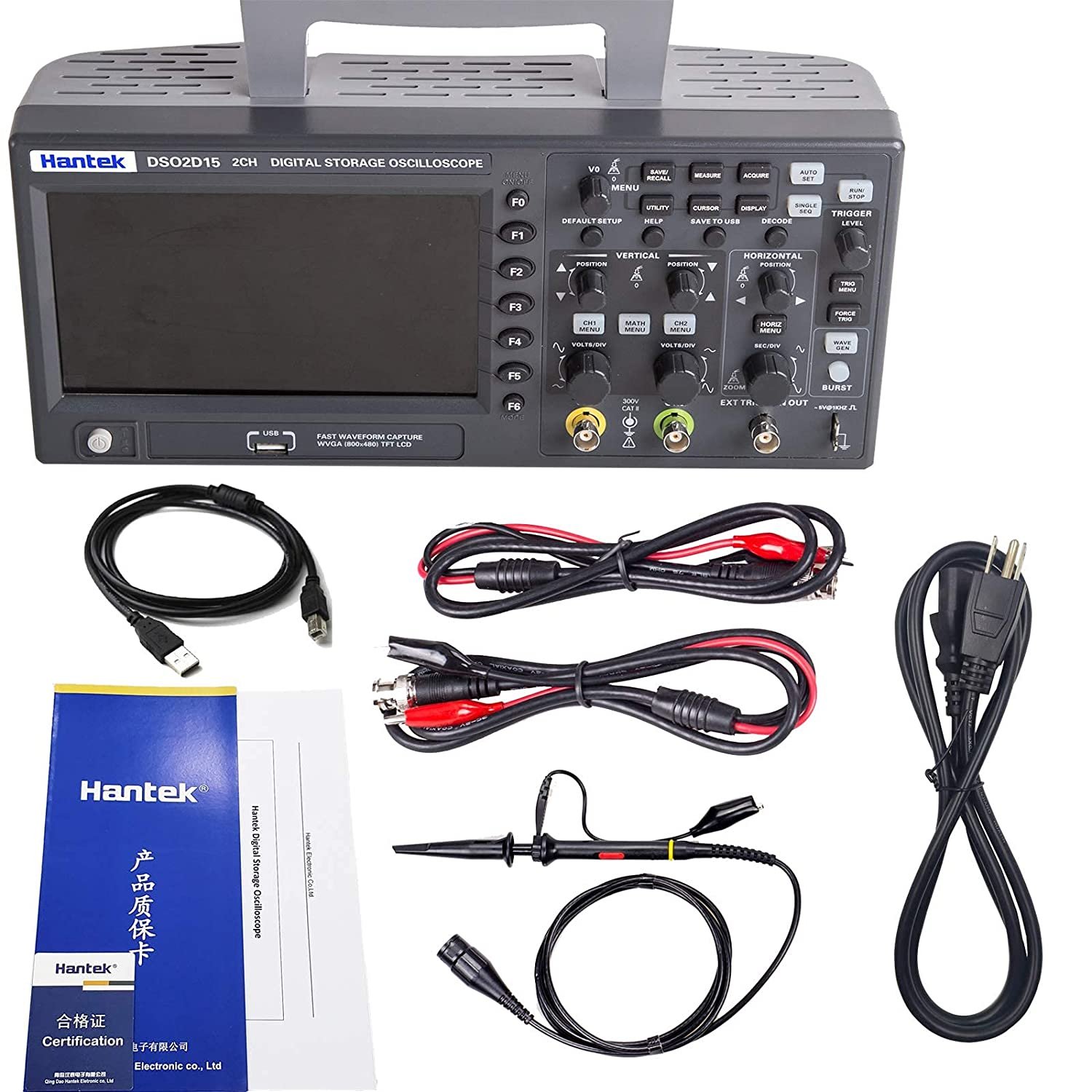 Hantek Dso2d15 2 Channel 150mhz 1gsa/s Digital Storage Oscilloscope With 1ch Awg Signal Generator