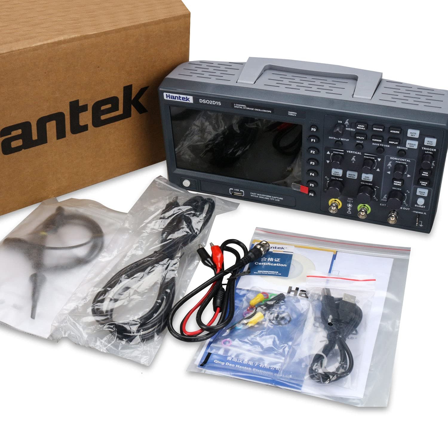 Hantek Dso2d15 2 Channel 150mhz 1gsa/s Digital Storage Oscilloscope With 1ch Awg Signal Generator