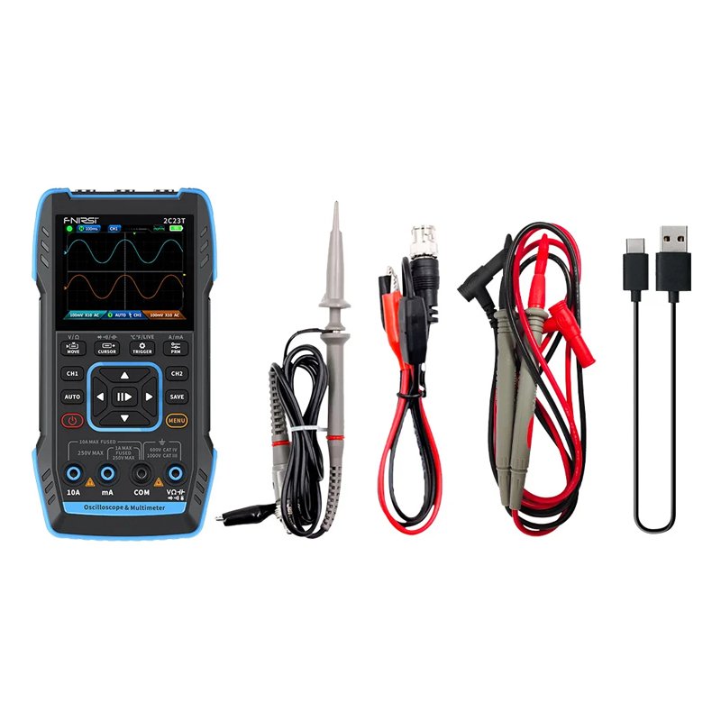 FNIRSI 2C23T Handheld Digital Oscilloscope Multimeter + Function Signal Generator 3IN1 Dual Channel 10MHZ*2 50MS/s