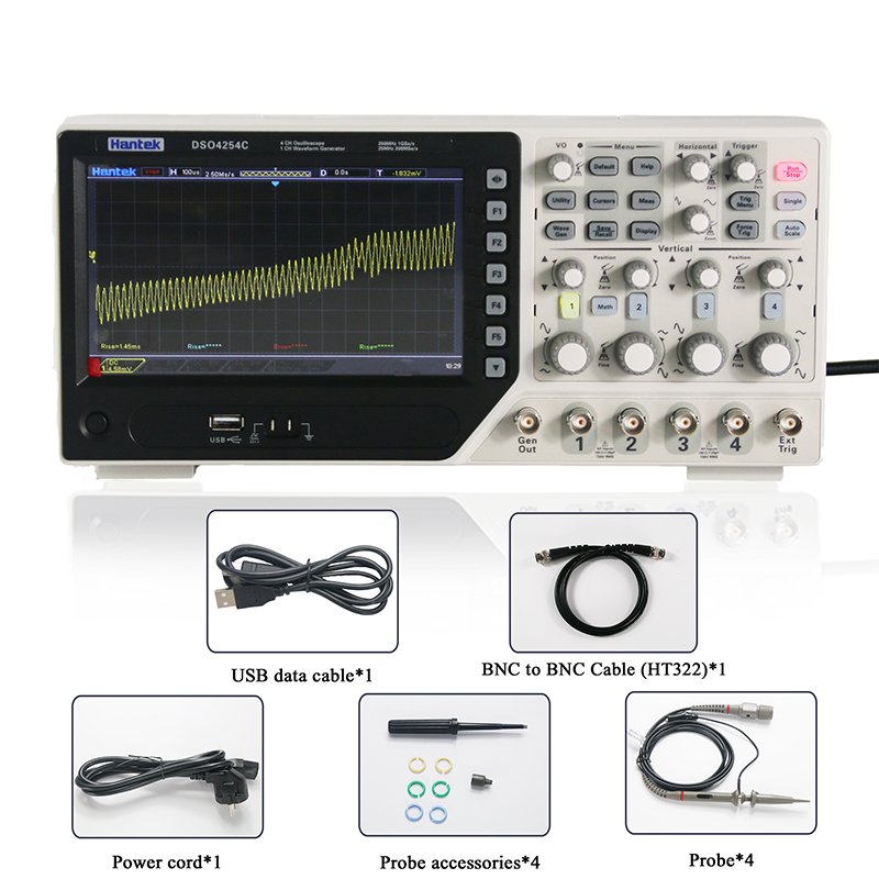 Hantek DSO4254C DSO4204C DSO4104C DSO4084C Digital Storage Oscilloscope 4CH 80-250MHz 1GS/s with 1CH 25Mhz Signal Generator