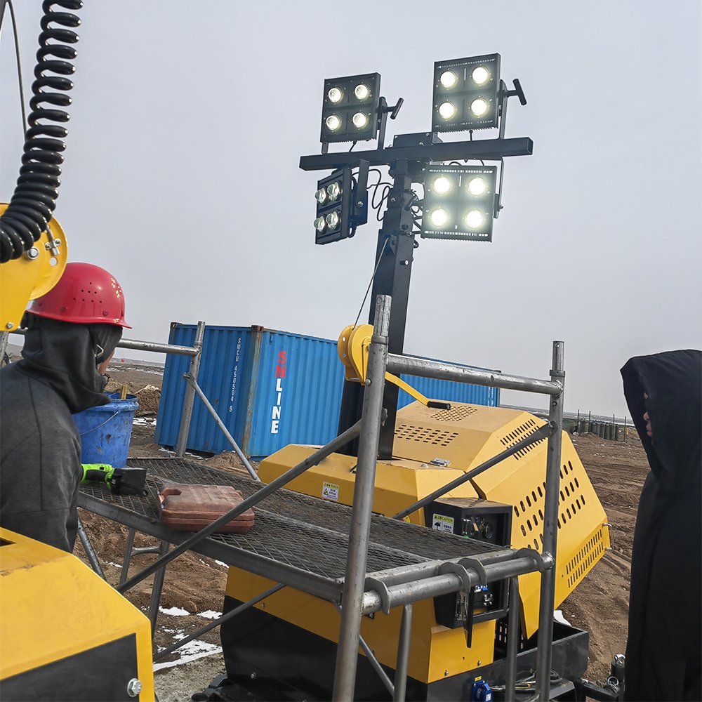 Construction Lighting 5m 7m 9m 4*1000w Led Mobile Diesel Tower Light