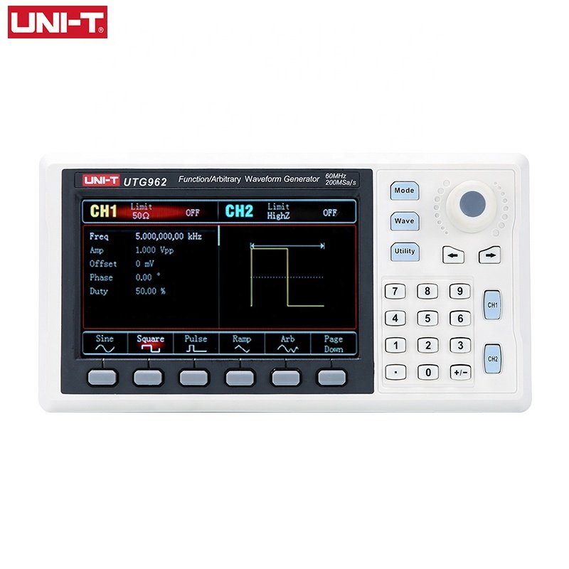 UNI-T UTG962E 60Mhz Function Arbitrary Waveform Generator Signal Source Dual Channel 200MS/s 14bits Frequency Meter