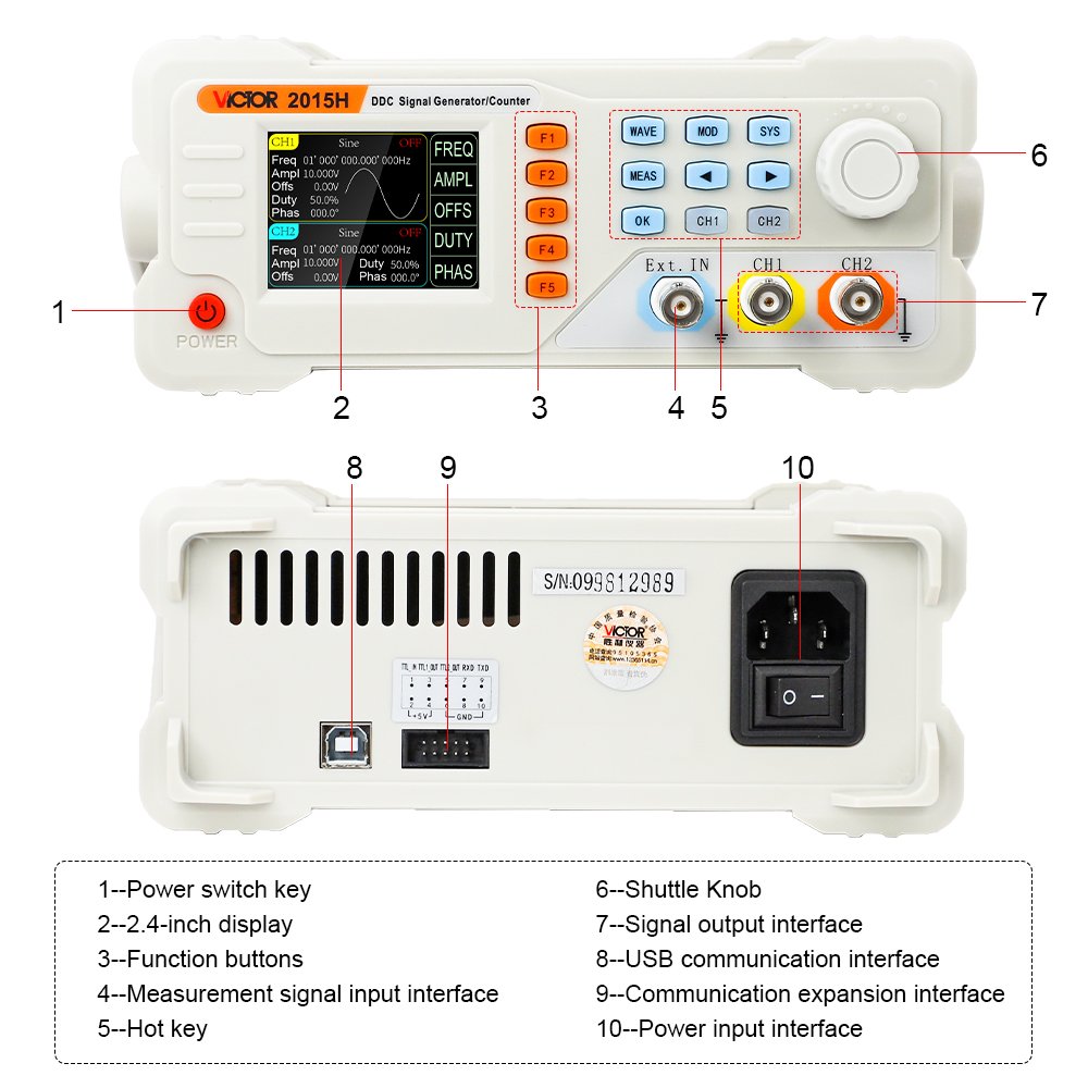 Signal Generator/Counter 2015H Function Generator 15MHz DDS Signal Function Generator Waveform Frequency Counter