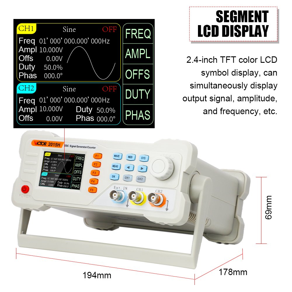 Signal Generator/Counter 2015H Function Generator 15MHz DDS Signal Function Generator Waveform Frequency Counter