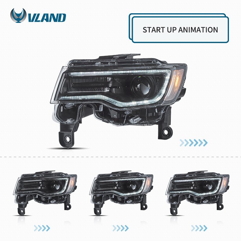 VLAND (Fourth Generation WK2) 4th Gen 2014-2021 LED Headlight With Start up dynamic animation For Jeep Grand Cherokee WK2