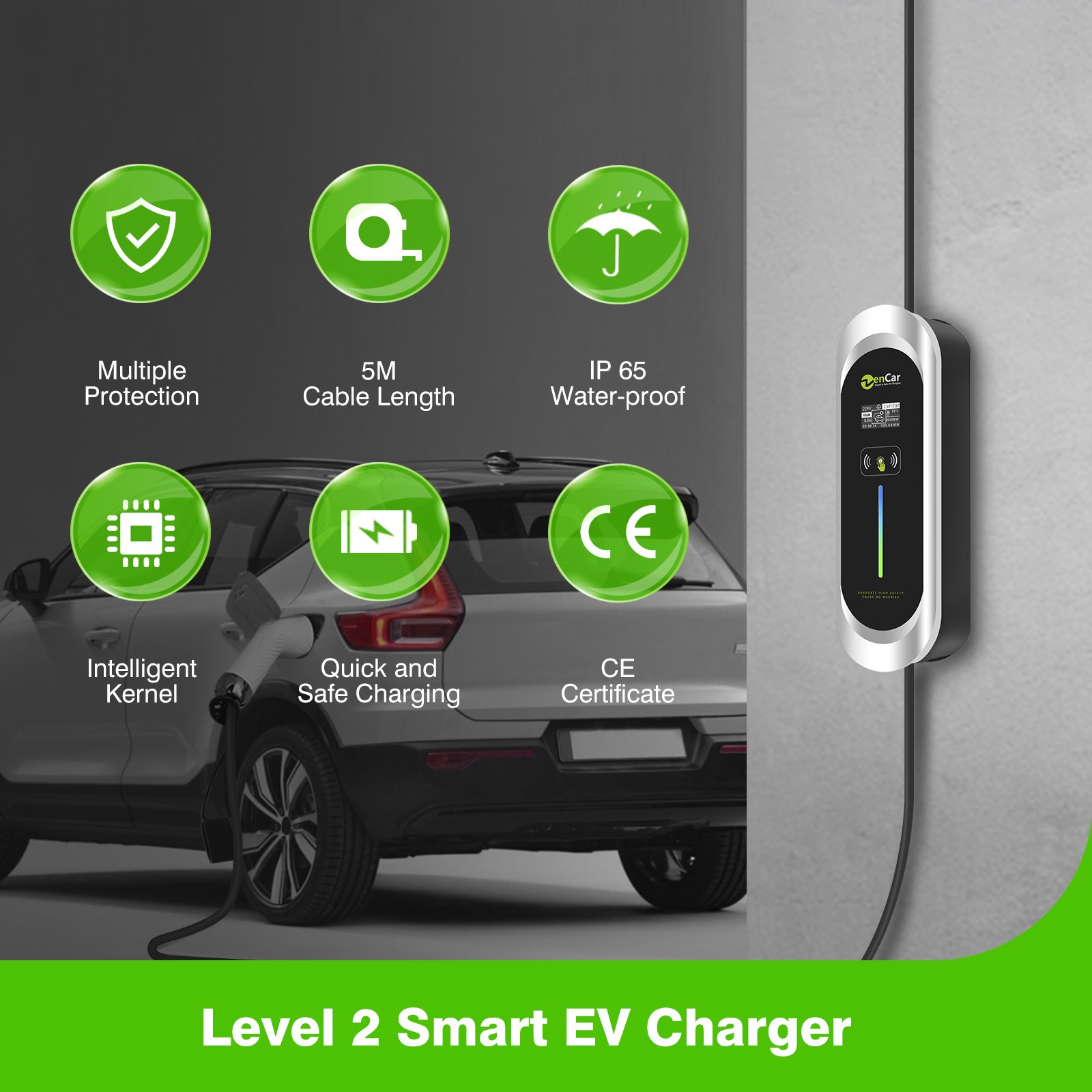 Portable ev charger type 2 ev car charging station 32A 7KW with CEE blue 3 pins plug