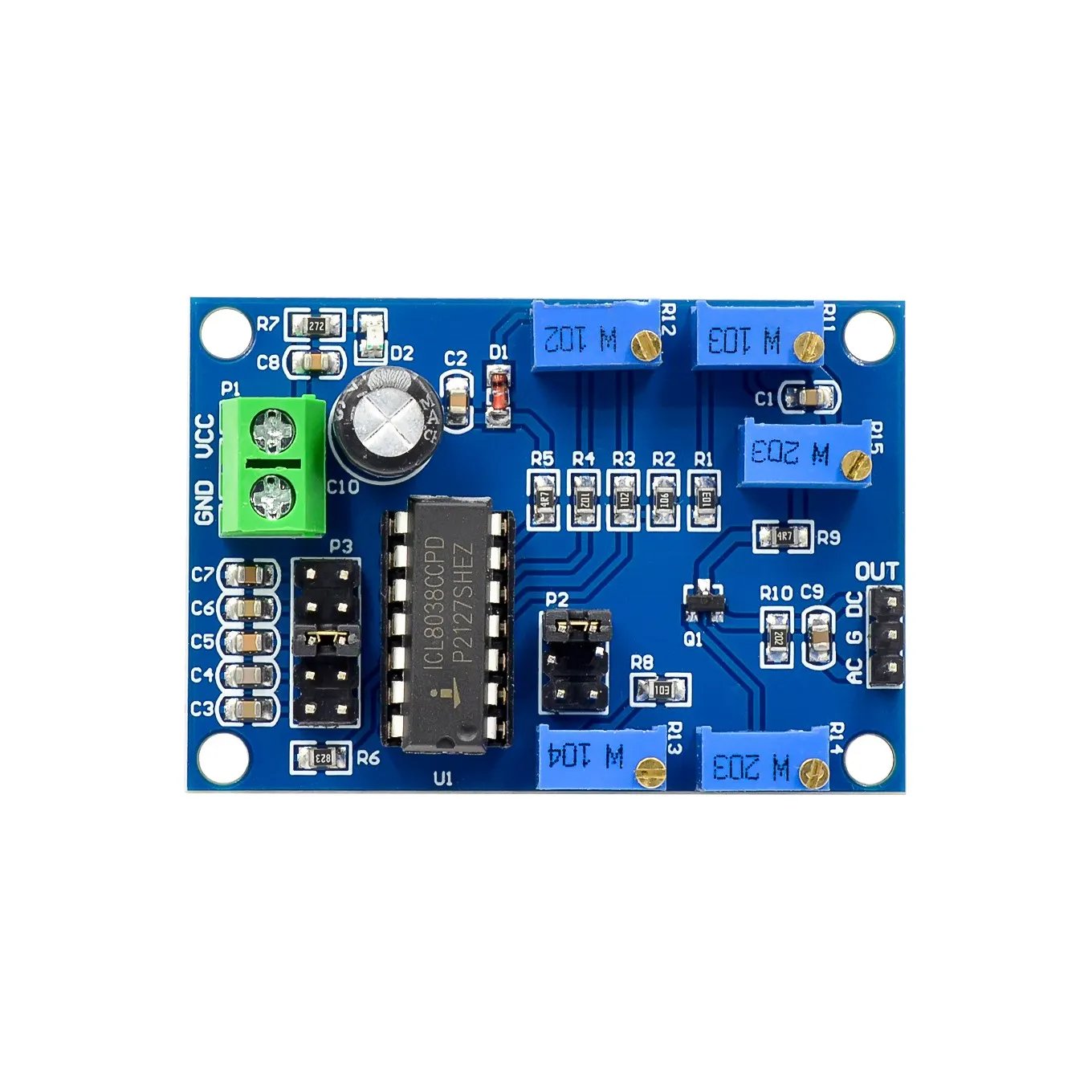 ICL8038 Signal Generator Medium/Low Signal Frequency 10Hz-450KHz Triangular/Rectangular/Sine Wave Generator Module 12V to 15V