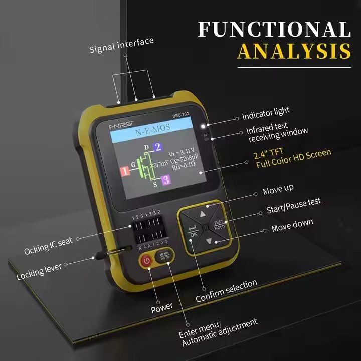 DSO-TC2 Handheld Portable Digital Oscilloscope 2-in-1 Oscilloscope Transistor Tester dot matrix TFT display PWM signal generator