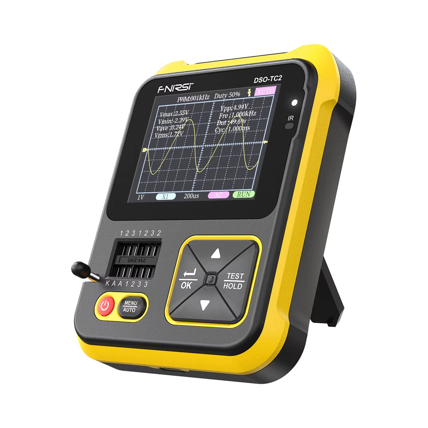 DSO-TC2 Handheld Portable Digital Oscilloscope 2-in-1 Oscilloscope Transistor Tester dot matrix TFT display PWM signal generator