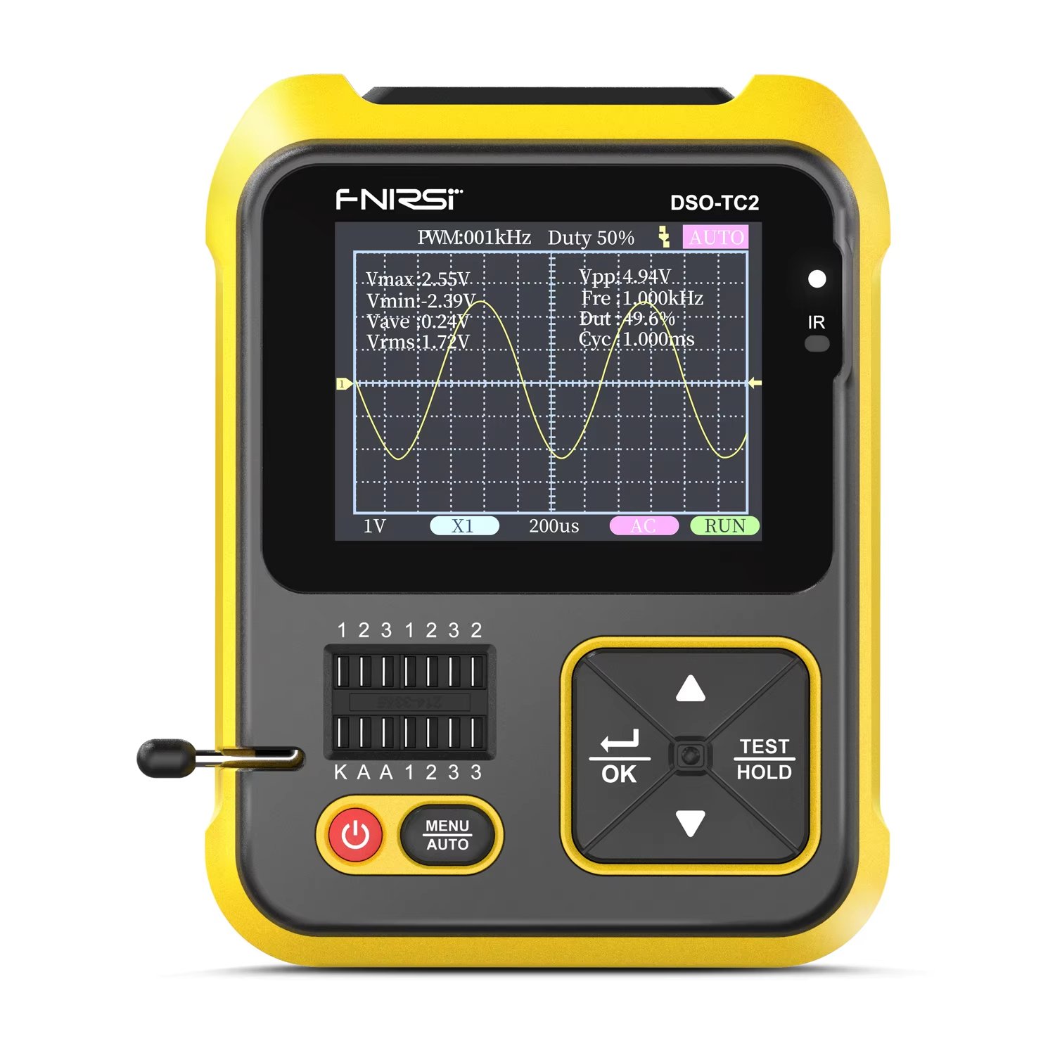 DSO-TC2 Handheld Portable Digital Oscilloscope 2-in-1 Oscilloscope Transistor Tester dot matrix TFT display PWM signal generator