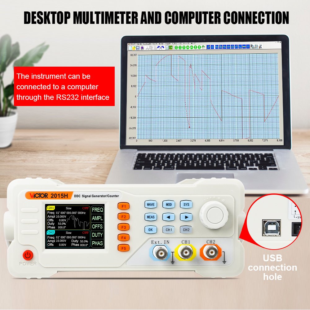 VICTOR 2015H 15MHz Dual Channel Universal Function Frequency Generator DDS Signal Generator