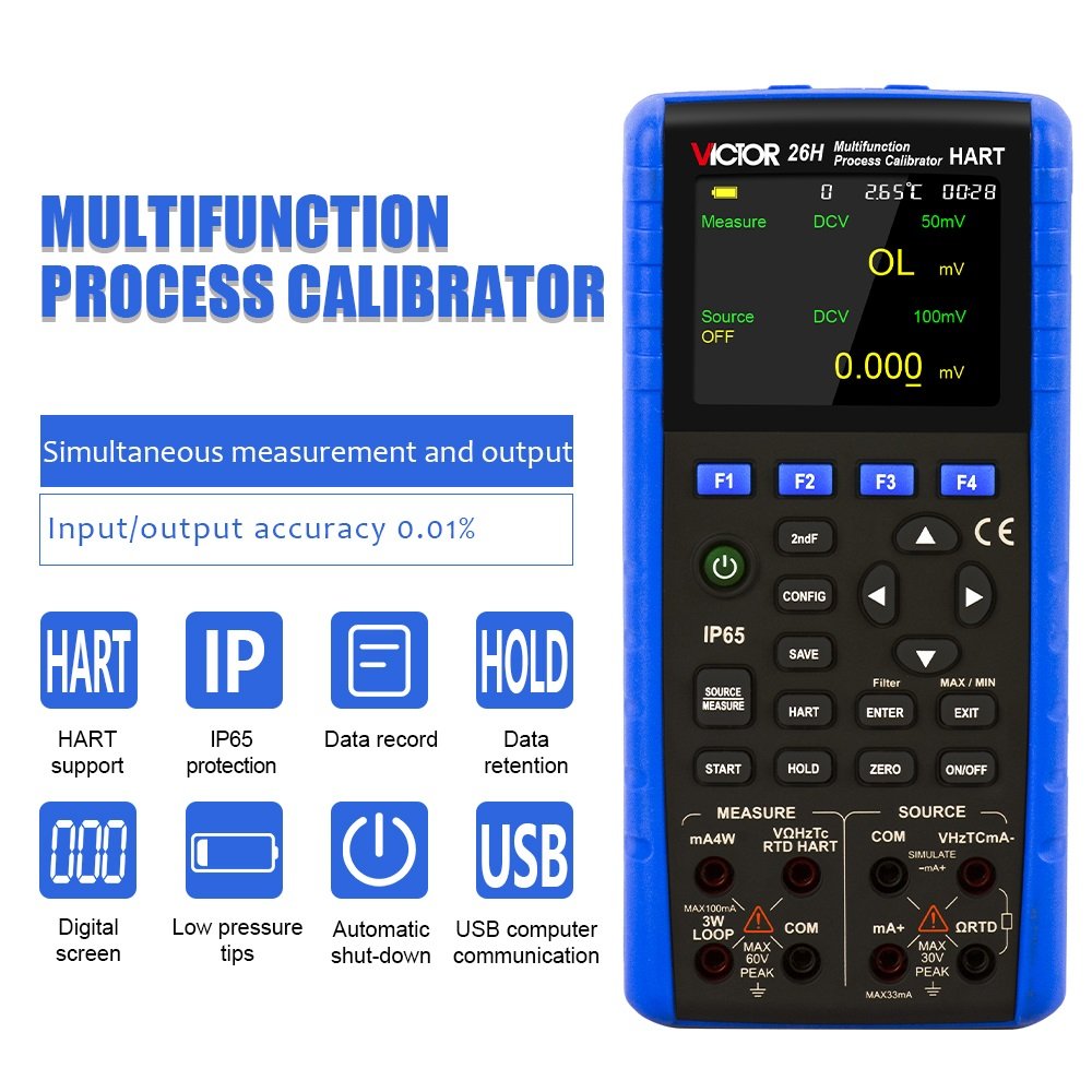 VICTOR 26H Digit Display Signal generator Multifunction Process Calibrator with HART Communication