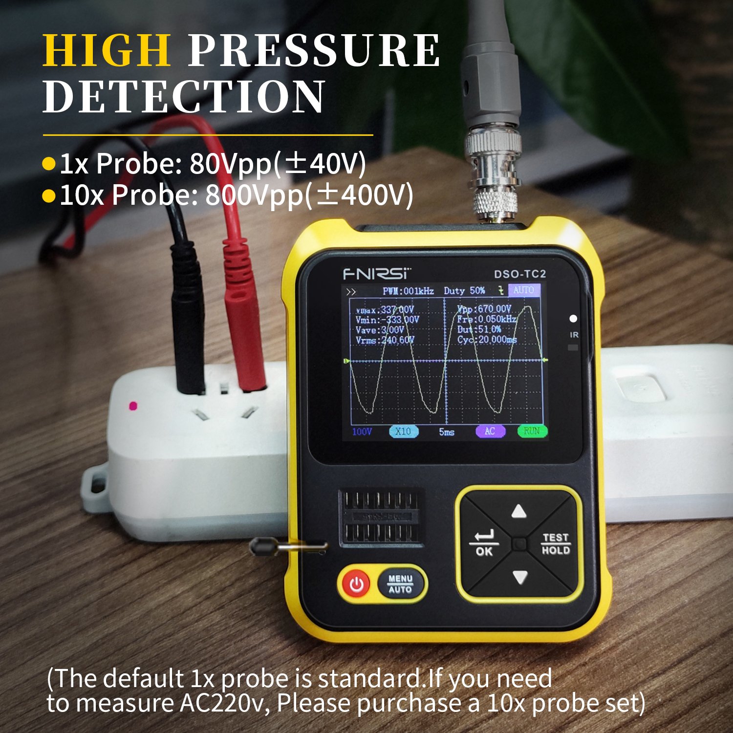FNIRSI DSO-TC2 Digital Oscilloscope Transistor Tester 2-in-1 Voltage Detection 200KHz Analog Bandwidth PWM Signal Generator