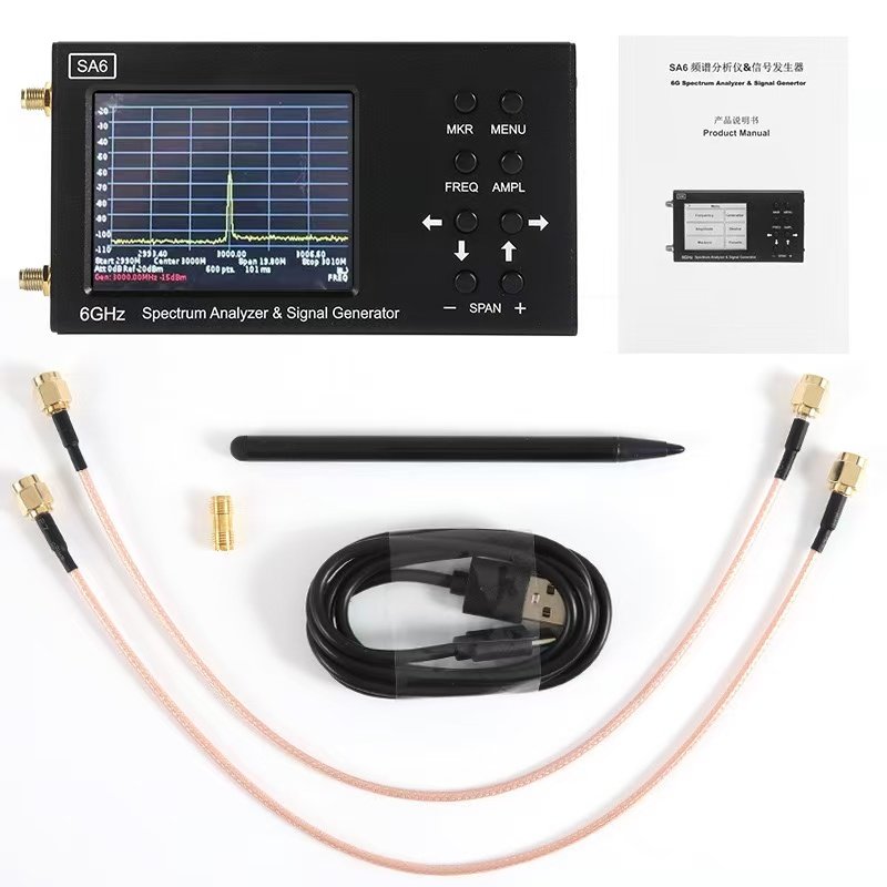 SA6 35-6200MHz 3.2" Lcd Display 6GHz Portable Digital RF Spectrum Analyzer with Signal Generator