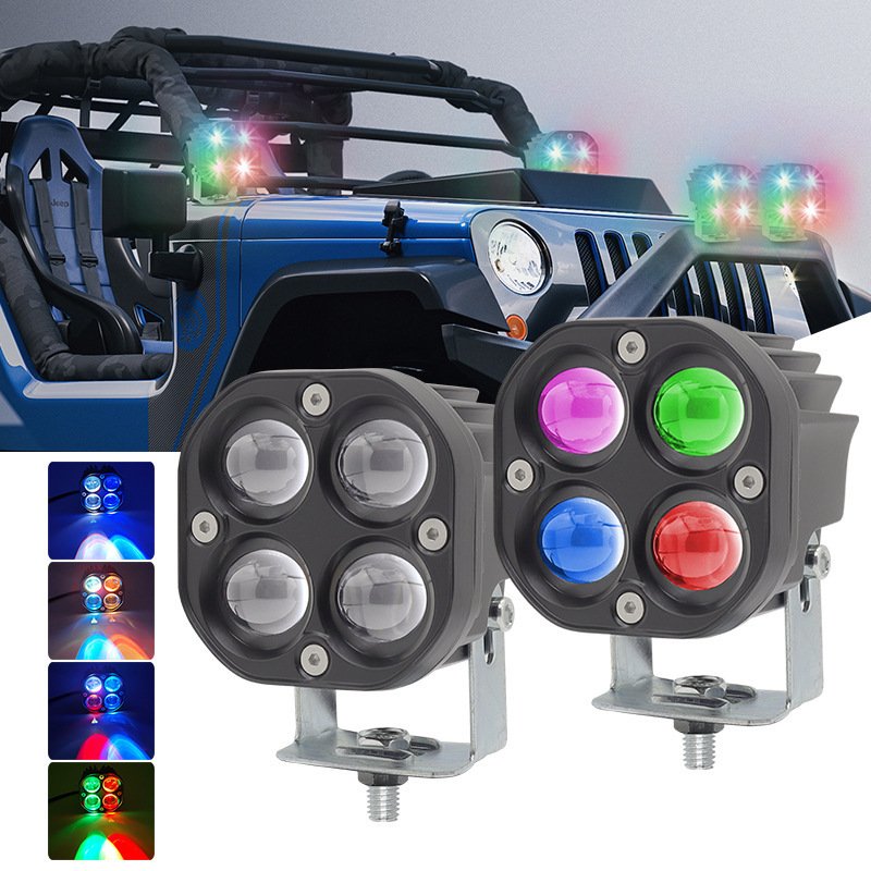 3 Inch Led Work Light 40w Spotlight 12v 24v Rgb Color Car Driving Light For Truck Tractor Offroad Suv Atv Motorcycle
