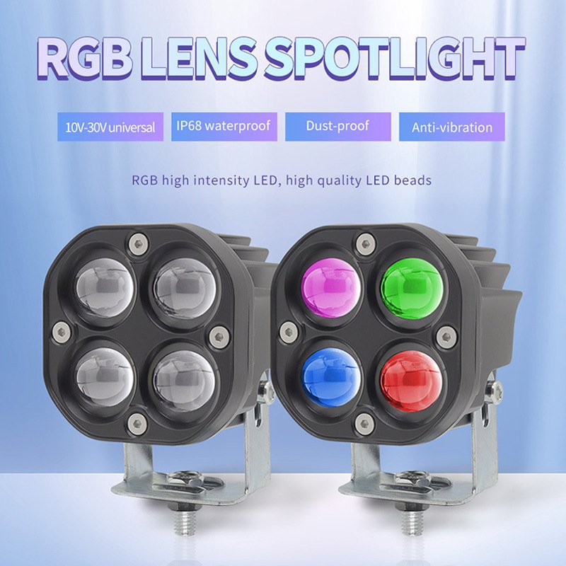 3 Inch Led Work Light 40w Spotlight 12v 24v Rgb Color Car Driving Light For Truck Tractor Offroad Suv Atv Motorcycle